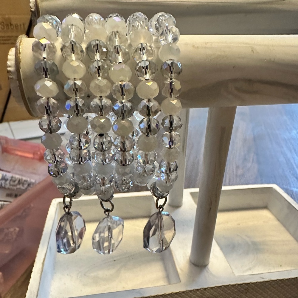 Sassy Jones “Malia” Glass Stack - White.  Body temp stretch technology